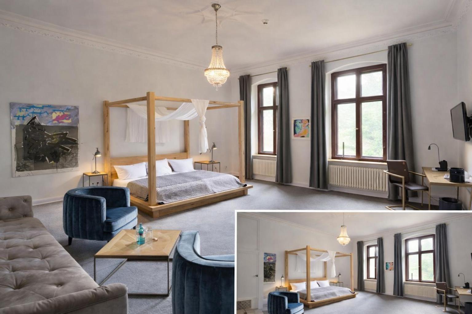 Zimmer mit Kingsize-Bett und Seeblick