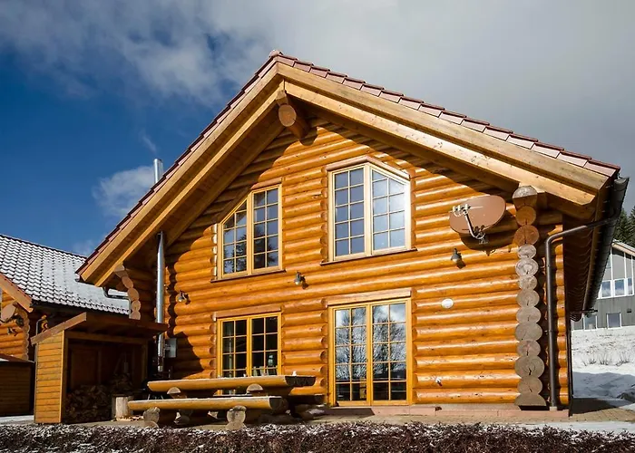 Luxus-Ferienhaus Blockhaus Chalet Nr 2 Toplage am Feldberg mit Sauna, Outdoor-Hottub, Kamin auf 1300m üM, Deutschland